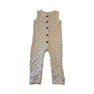Willow + Whimsy Baby Ribbed Polka Dot Sleeveless Romper Ivory 24 Months NEW